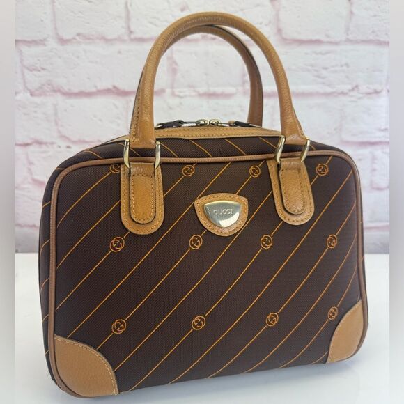 Gucci Handbags - Gucci Vintage GG Interlocking Diagonal Stripe Top Handle Bag